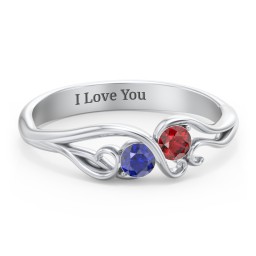 Swirl of Style Birthstone Ring in 925 Sterling Silver with Blue Sapphire and Garnet