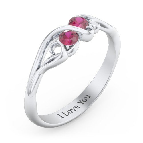 Swirl of Style Birthstone Ring – Sterling Silver with Ruby