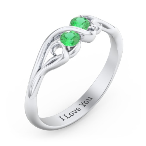 Swirl of Style Birthstone Ring – Sterling Silver with Emerald