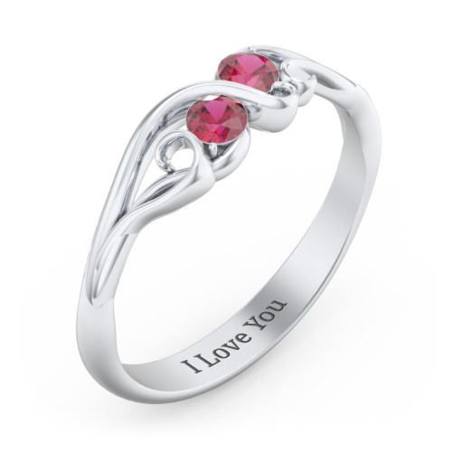 Swirl of Style Birthstone Ring – Sterling Silver with Ruby