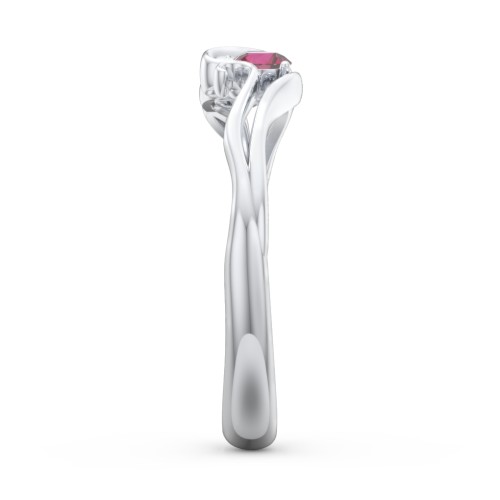 Swirl of Style Birthstone Ring – Sterling Silver with Ruby