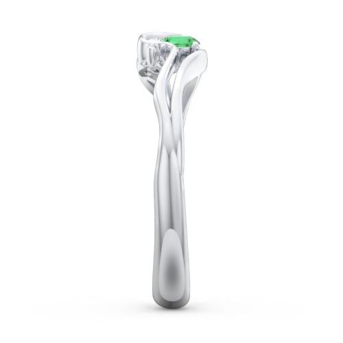 Swirl of Style Birthstone Ring – Sterling Silver with Emerald