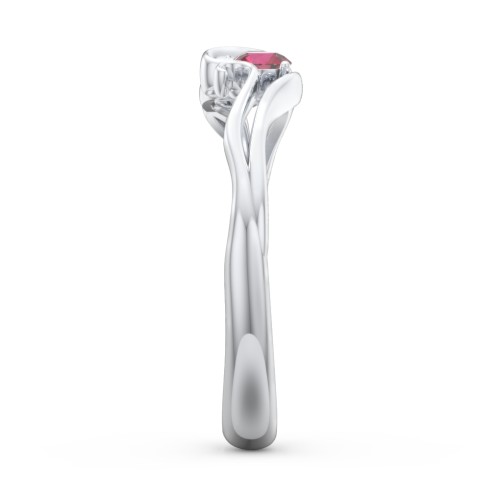 Swirl of Style Birthstone Ring – Sterling Silver with Emerald and Ruby