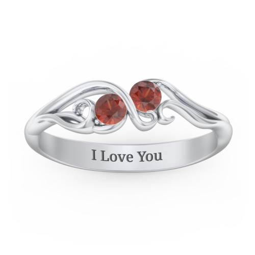 Swirl of Style Birthstone Ring – Sterling Silver with Garnet