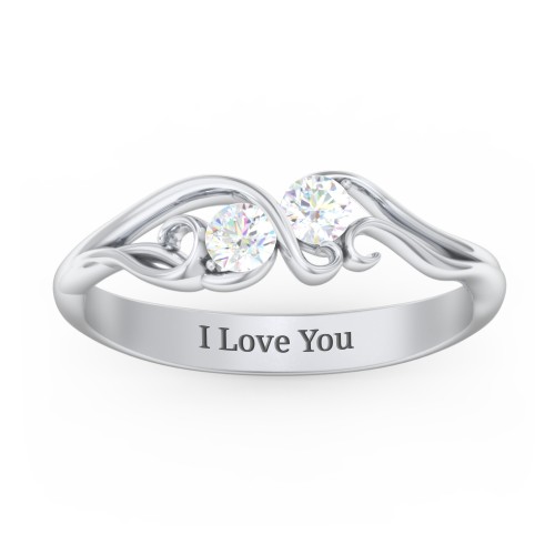 Swirl of Style Birthstone Ring – Sterling Silver with Diamond