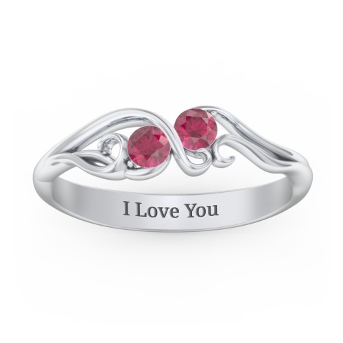 Swirl of Style Birthstone Ring – Sterling Silver with Ruby