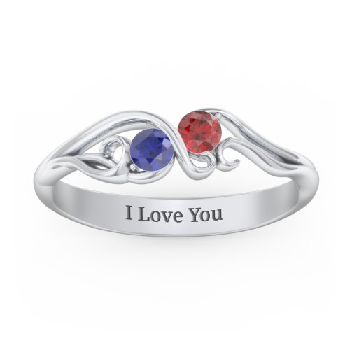 Swirl of Style Birthstone Ring – Sterling Silver with Blue Sapphire and Garnet