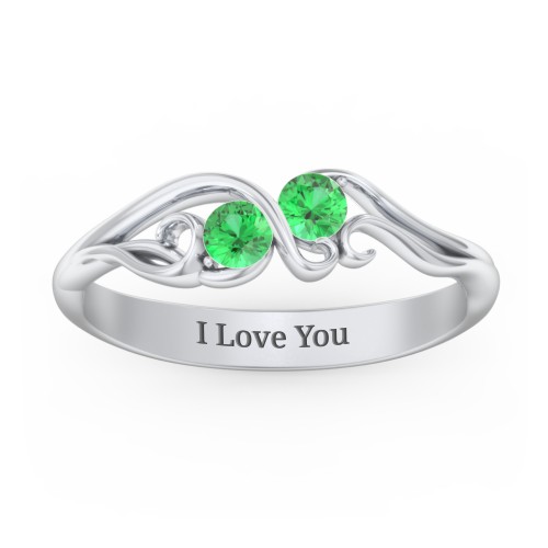 Swirl of Style Birthstone Ring – Sterling Silver with Emerald