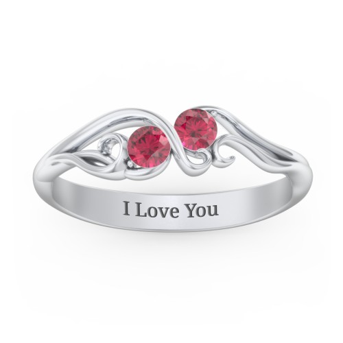 Swirl of Style Birthstone Ring – Sterling Silver with Ruby