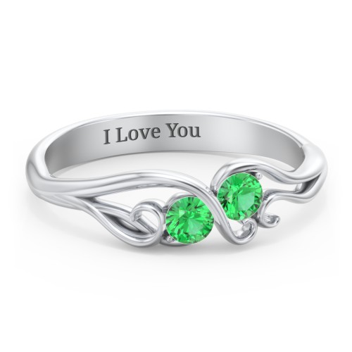 Swirl of Style Birthstone Ring – Sterling Silver with Emerald