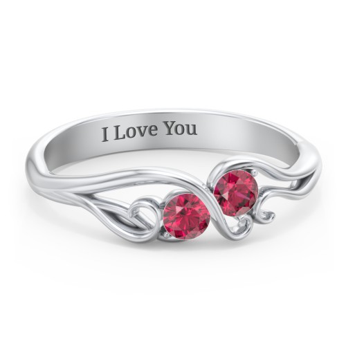 Swirl of Style Birthstone Ring – Sterling Silver with Ruby