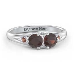 Darling Duo Double Gemstone Ring in 925 Sterling Silver