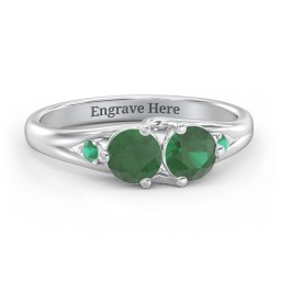 Darling Duo Double Gemstone Ring in 925 Sterling Silver with Emerald