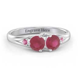 Darling Duo Double Gemstone Ring in 925 Sterling Silver with Ruby