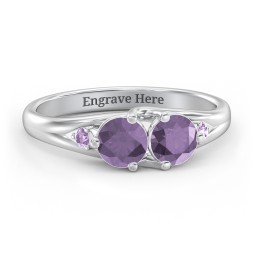 Darling Duo Double Gemstone Ring in 925 Sterling Silver with Alexandrite