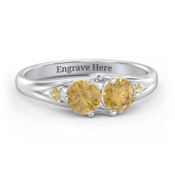 Darling Duo Double Gemstone Ring in 925 Sterling Silver with Citrine