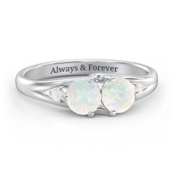 Darling Duo Double Gemstone Ring in 925 Sterling Silver with Opal