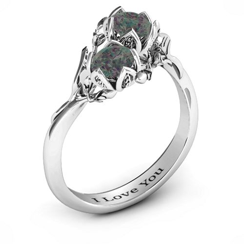 Be-leaf In Love Double Gemstone Floral Ring