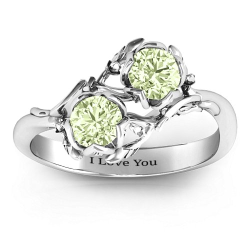 Be-leaf In Love Double Gemstone Floral Ring