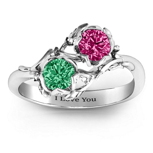 Be-leaf In Love Double Gemstone Floral Ring