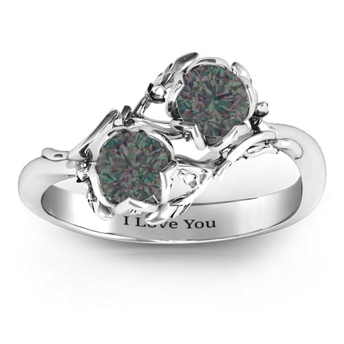 Be-leaf In Love Double Gemstone Floral Ring