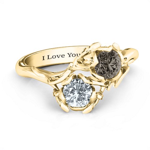 Be-leaf In Love Double Gemstone Floral Ring