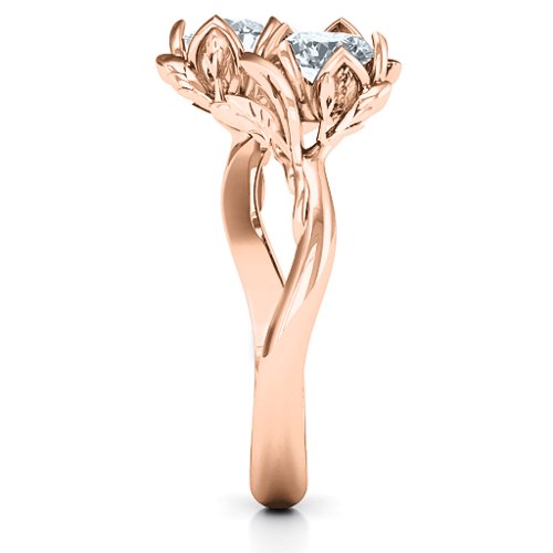 Be-leaf In Love Double Gemstone Floral Ring – 10K Rose Gold with Cubic Zirconia