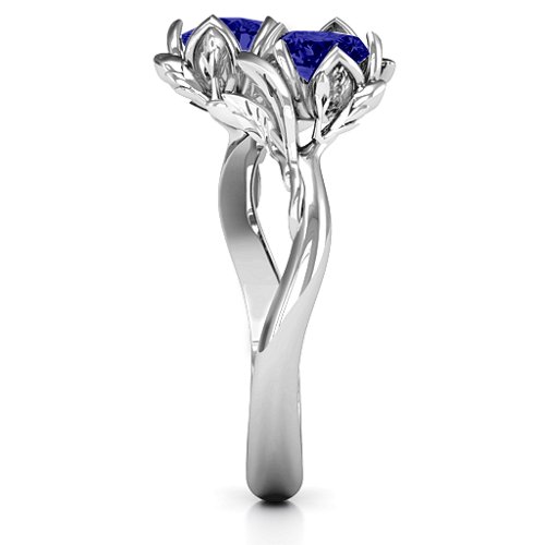Be-leaf In Love Double Gemstone Floral Ring – Sterling Silver with Blue Sapphire