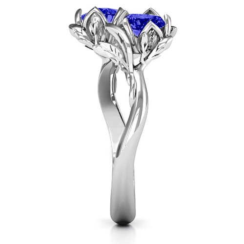 Be-leaf In Love Double Gemstone Floral Ring – Sterling Silver with Blue Sapphire