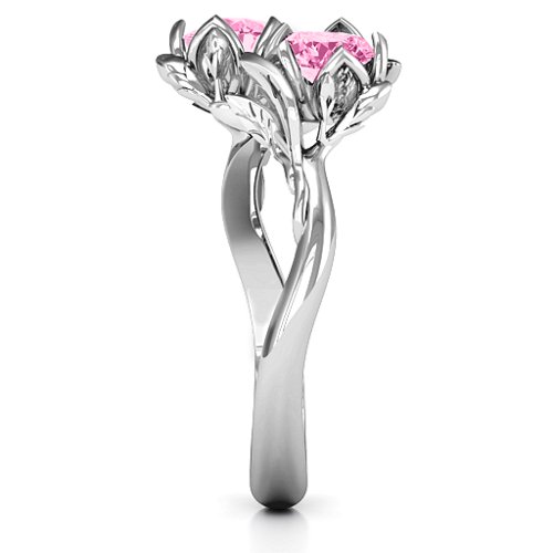 Be-leaf In Love Double Gemstone Floral Ring – Sterling Silver with Pink Tourmaline