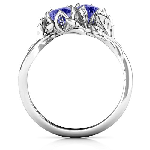 Be-leaf In Love Double Gemstone Floral Ring – Sterling Silver with Blue Sapphire