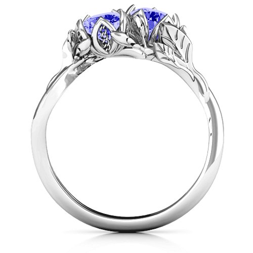 Be-leaf In Love Double Gemstone Floral Ring – Sterling Silver with Blue Sapphire