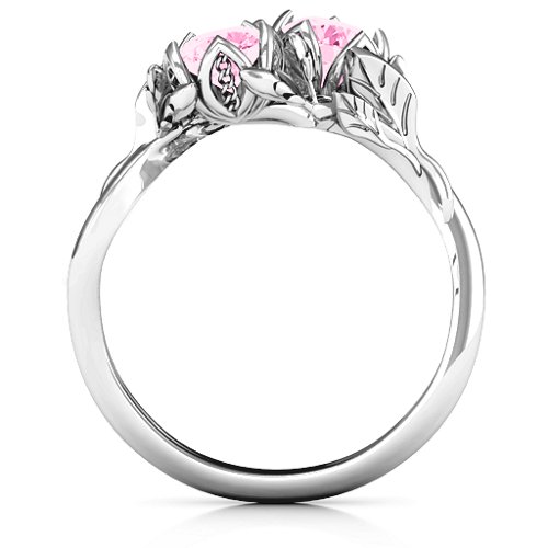 Be-leaf In Love Double Gemstone Floral Ring – Sterling Silver with Pink Tourmaline