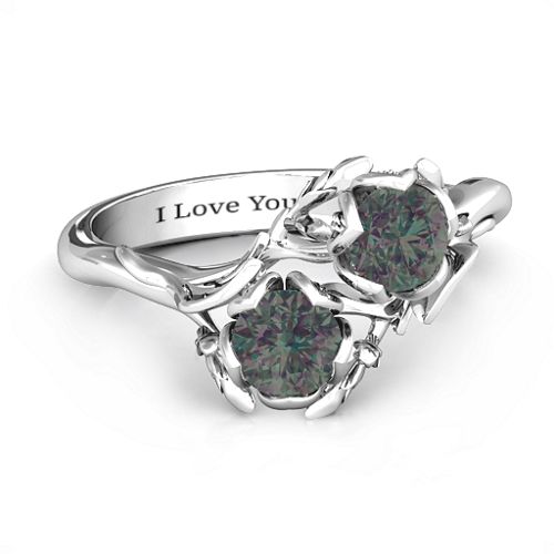 Be-leaf In Love Double Gemstone Floral Ring – Sterling Silver with Alexandrite