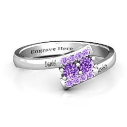 Must Be Love Two Stone Ring in 925 Sterling Silver with Amethyst and Amethyst Premium Zirconia