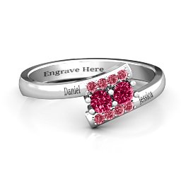 Must Be Love Two Stone Ring in 925 Sterling Silver with Ruby and Red Premium Zirconia