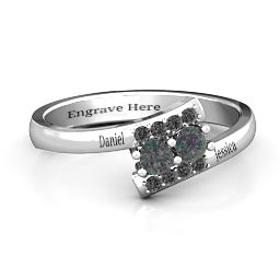 Must Be Love Two Stone Ring in 925 Sterling Silver with Alexandrite and Black Premium Zirconia