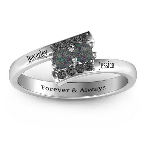 Must Be Love Two Stone Ring – Sterling Silver with Alexandrite and Black Premium Zirconia