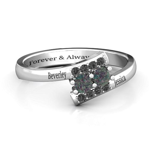 Must Be Love Two Stone Ring – Sterling Silver with Alexandrite and Black Premium Zirconia