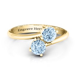 Destined For Love Double Gemstone Ring in 18K Gold Plated Silver with Aquamarine
