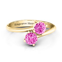 Destined For Love Double Gemstone Ring in 18K Gold Plated Silver with Pink Tourmaline