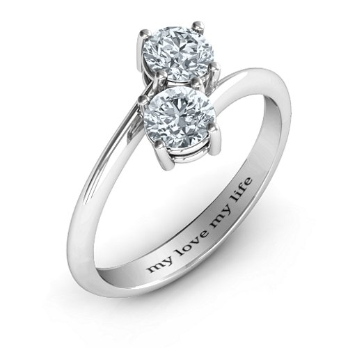 Destined For Love Double Gemstone Ring – Sterling Silver with Cubic Zirconia