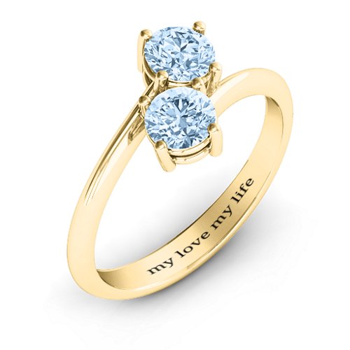 Destined For Love Double Gemstone Ring – 18K Gold Plated Silver with Aquamarine