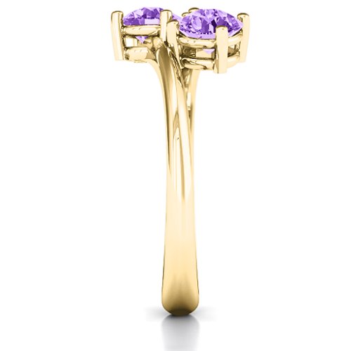 Destined For Love Double Gemstone Ring – 18K Gold Plated Silver with Amethyst