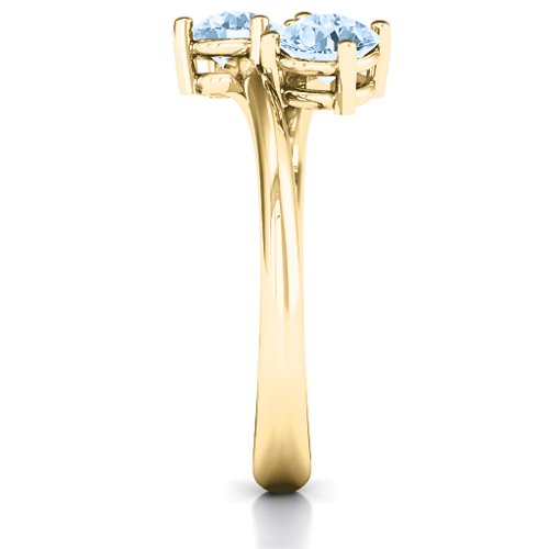 Destined For Love Double Gemstone Ring – 18K Gold Plated Silver with Aquamarine