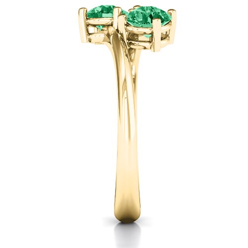 Destined For Love Double Gemstone Ring – 18K Gold Plated Silver with Emerald