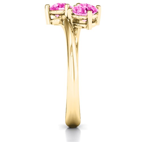 Destined For Love Double Gemstone Ring – 18K Gold Plated Silver with Pink Tourmaline
