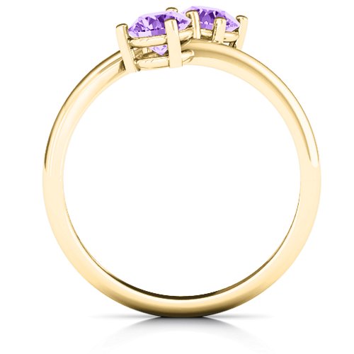 Destined For Love Double Gemstone Ring – 18K Gold Plated Silver with Amethyst