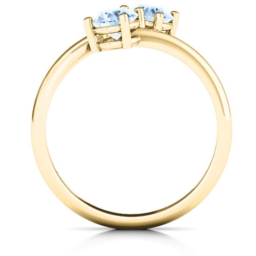 Destined For Love Double Gemstone Ring – 18K Gold Plated Silver with Aquamarine