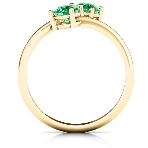 Destined For Love Double Gemstone Ring – 18K Gold Plated Silver with Emerald
